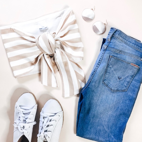 STRIPED FRONT TIE TOP - Picture 3 of 6